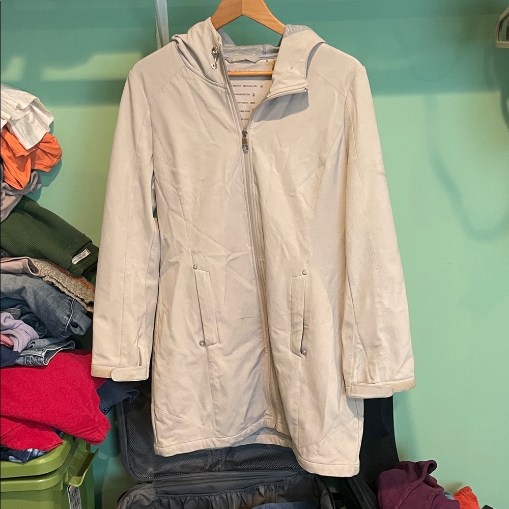 Calvin Klein Cream Hooded Trench Coat